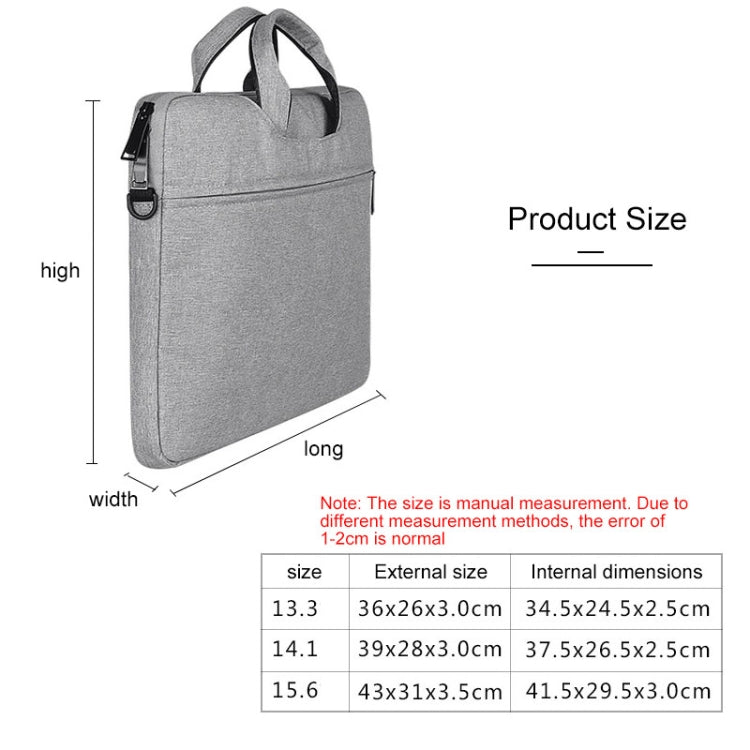 ST01S Waterproof Oxford Cloth Hidden Portable Strap One-shoulder Handbag for 14.1 inch Laptops(Light Grey) - 14.1 inch by buy2fix | Online Shopping UK | buy2fix