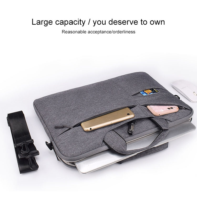 ST02S Waterproof Tear Resistance Hidden Portable Strap One-shoulder Handbag for 14.1 inch Laptops, with Suitcase Belt(Dark Gray) - Computer & Networking by buy2fix | Online Shopping UK | buy2fix