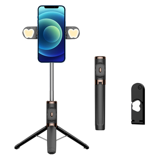 Bluetooth Remote Control Dual Fill Light Tripod Selfie Stick (Black) - Consumer Electronics by buy2fix | Online Shopping UK | buy2fix