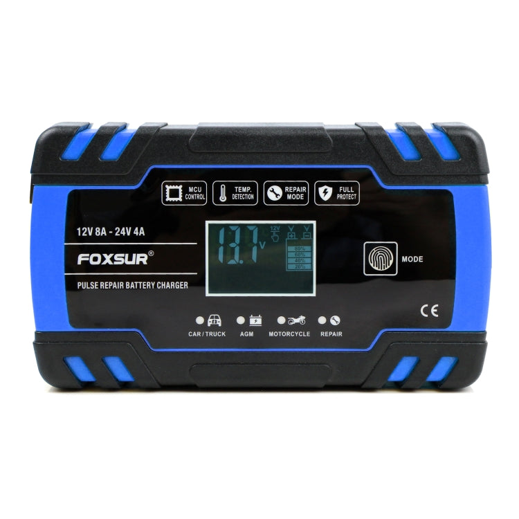 FOXSUR 12V-24V Car Motorcycle Truck Repair Battery Charger AGM Charger, EU Plug (Blue) - In Car by FOXSUR | Online Shopping UK | buy2fix