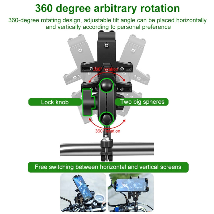 M10 Bolt Ball-Head Motorcycle Multi-function Eight-jaw Aluminum Phone Navigation Holder Bracket - Holder by buy2fix | Online Shopping UK | buy2fix