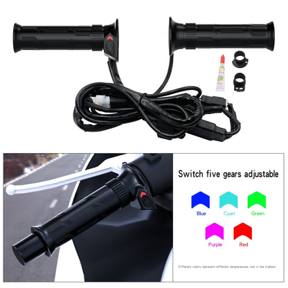 WUPP CS-990A1 Motorcycle Modified Intelligent Electric Heating Hand Cover Heated Grip Handlebar with Five Gear Temperature Control & Five Colors Indicator (Black) - Grips by WUPP | Online Shopping UK | buy2fix