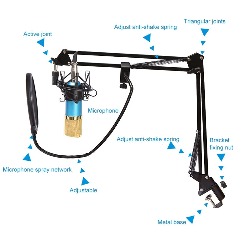 BM-800 Network K-Song Dedicated High-end Metal Shock Mount Microphone Set(Blue) - Consumer Electronics by buy2fix | Online Shopping UK | buy2fix