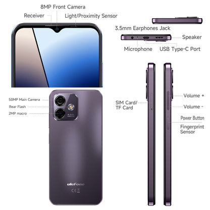 [HK Warehouse] Ulefone Note 16 Pro, 8GB+256GB, Dual Back Cameras, Face ID & Side Fingerprint Identification, 4400mAh Battery, 6.52 inch Android 13 Unisoc T606 Octa Core up to 1.6GHz, Network: 4G, Dual SIM, OTG (Purple) - Ulefone by Ulefone | Online Shopping UK | buy2fix