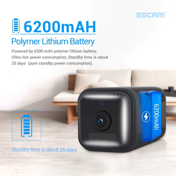 ESCAM G20 4G EU Version 1080P Full HD Rechargeable Battery WiFi IP Camera, Support Night Vision / PIR Motion Detection / TF Card / Two Way Audio(Black) - Security by ESCAM | Online Shopping UK | buy2fix