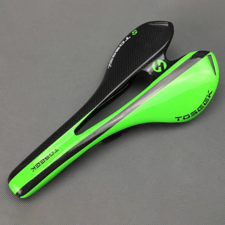 TOSEEK Road Bike Carbon Fiber Seat Bicycle Hollow Seat Saddle, 3K Texture + Light (Green) - Outdoor & Sports by TOSEEK | Online Shopping UK | buy2fix