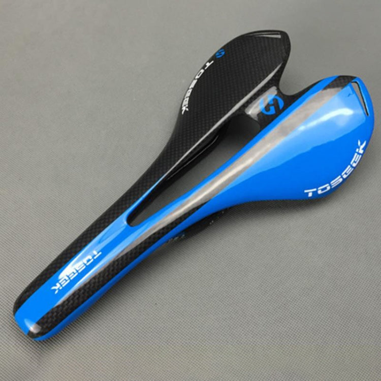 TOSEEK Road Bike Carbon Fiber Seat Bicycle Hollow Seat Saddle, 3K Texture + Light (Blue) - Bicycle Saddle by TOSEEK | Online Shopping UK | buy2fix