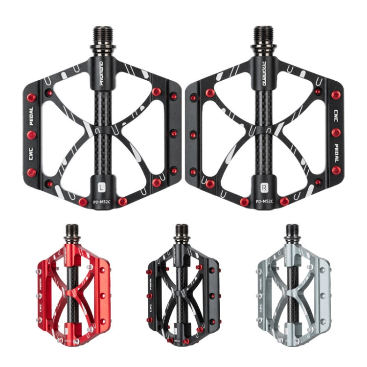 PROMEND PD-M52C 1 Pair Bicycle Aluminum Alloy + Carbon Fiber Tube Bearing Pedals (Red) - Pedals by PROMEND | Online Shopping UK | buy2fix