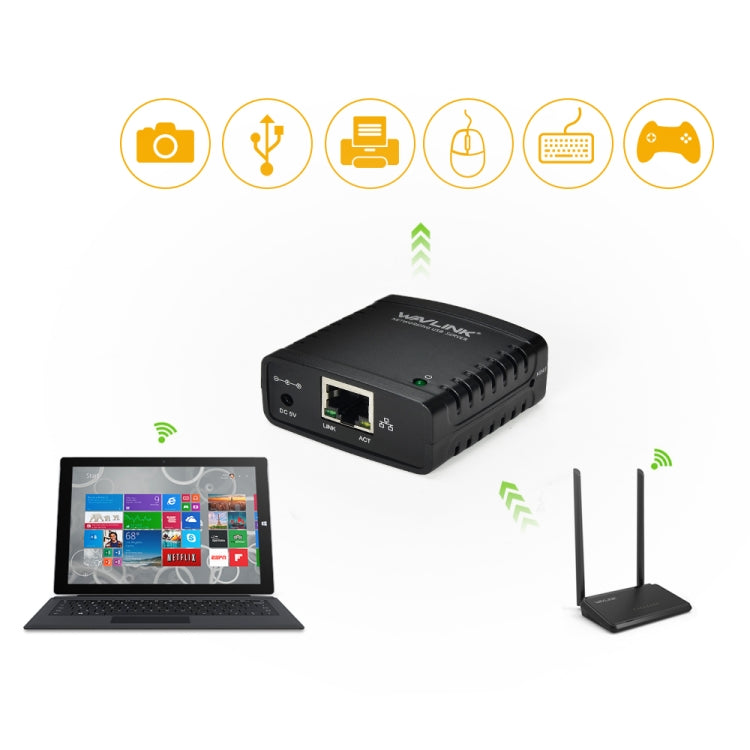 WAVLINK USB 2.0 Networking Server, EU Plug - Printer Accessories by WAVLINK | Online Shopping UK | buy2fix