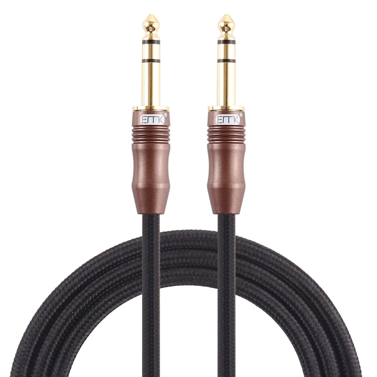 EMK 6.35mm Male to Male 4 Section Gold-plated Plug Cotton Braided Audio Cable for Guitar Amplifier Mixer, Length: 2m(Black) - Consumer Electronics by EMK | Online Shopping UK | buy2fix