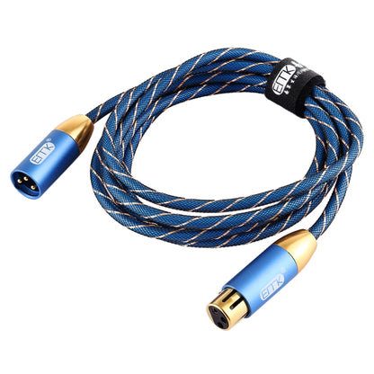 EMK XLR Male to Female Gold-plated Plug Grid Nylon Braided Cannon Audio Cable for XLR Jack Devices, Length: 2m(Blue) - Consumer Electronics by EMK | Online Shopping UK | buy2fix