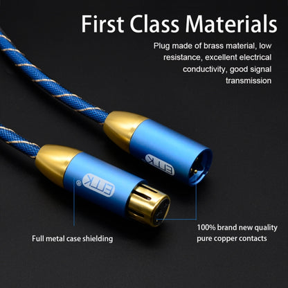 EMK XLR Male to Female Gold-plated Plug Grid Nylon Braided Cannon Audio Cable for XLR Jack Devices, Length: 2m(Blue) - Consumer Electronics by EMK | Online Shopping UK | buy2fix