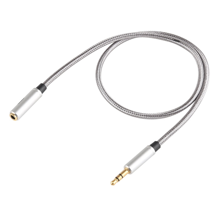 EMK 3.5mm Male to Female Gold-plated Plug Cotton Braided Audio Cable for Speaker / Notebooks / Headphone, Length: 0.5m(Grey) - Consumer Electronics by EMK | Online Shopping UK | buy2fix