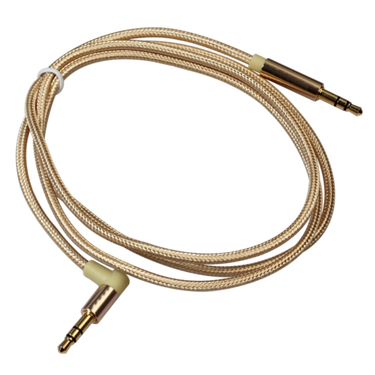 AV01 3.5mm Male to Male Elbow Audio Cable, Length: 1m(Gold) - Aux Cable by buy2fix | Online Shopping UK | buy2fix