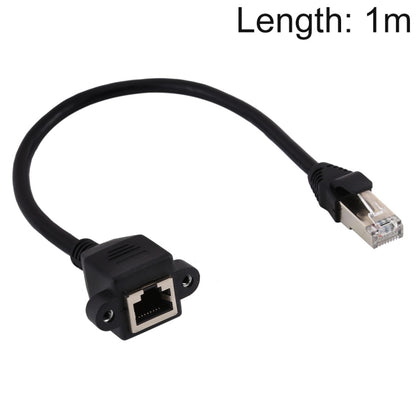 RJ45 Female to Male CAT5E Network Panel Mount Screw Lock Extension Cable, Length: 1m(Black) - Lan Cable and Tools by buy2fix | Online Shopping UK | buy2fix