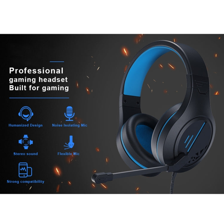 SADES MH601 3.5mm Plug Wire-controlled Noise Reduction E-sports Gaming Headset with Retractable Microphone, Cable Length: 2.2m(Black Blue) - Multimedia Headset by SADES | Online Shopping UK | buy2fix