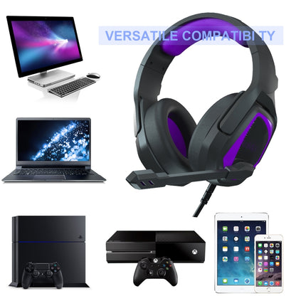 SADES MH602 3.5mm Plug Wire-controlled E-sports Gaming Headset with Retractable Microphone, Cable Length: 2.2m(Black purple) - Multimedia Headset by SADES | Online Shopping UK | buy2fix