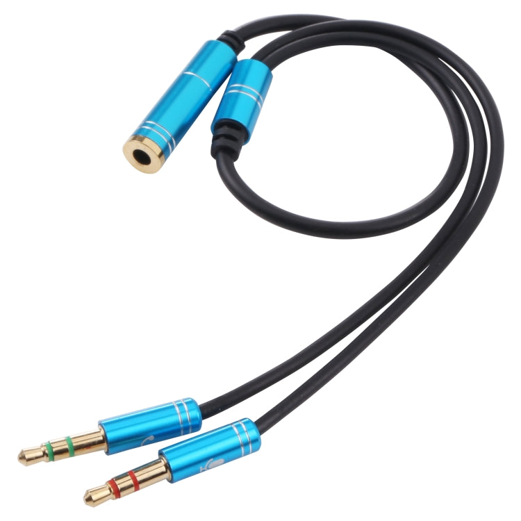 3.5mm Female to 2 x 3.5mm Male Adapter Cable(Blue) - Aux Cable by buy2fix | Online Shopping UK | buy2fix