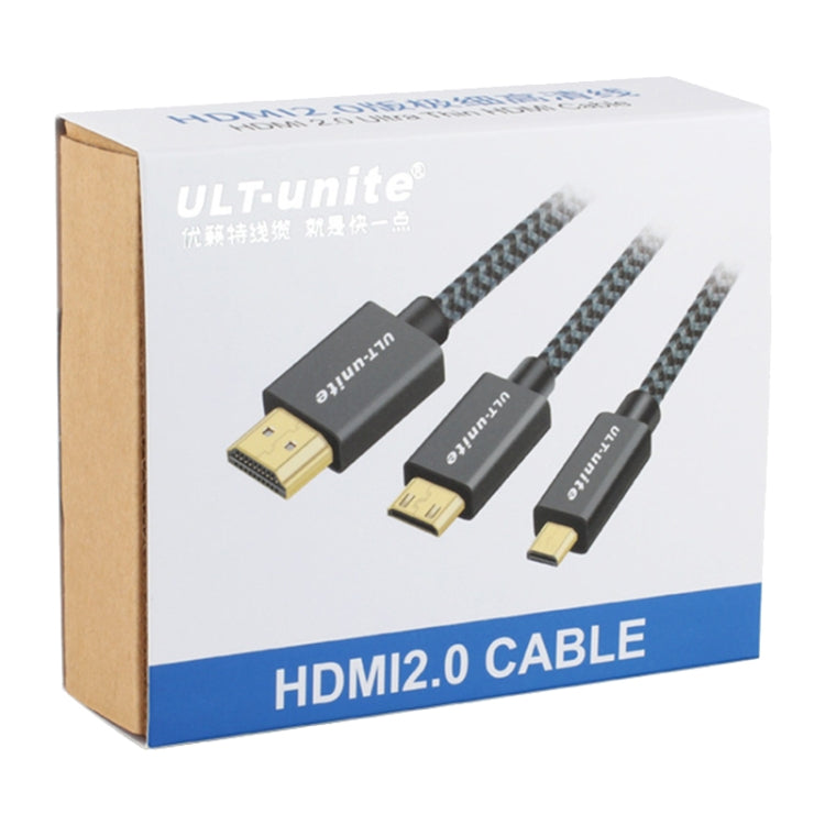 ULT-unite Gold-plated Head HDMI Male to Micro HDMI Male Nylon Braided Cable, Cable Length: 1.2m (Black) - Cable by ult-unite | Online Shopping UK | buy2fix