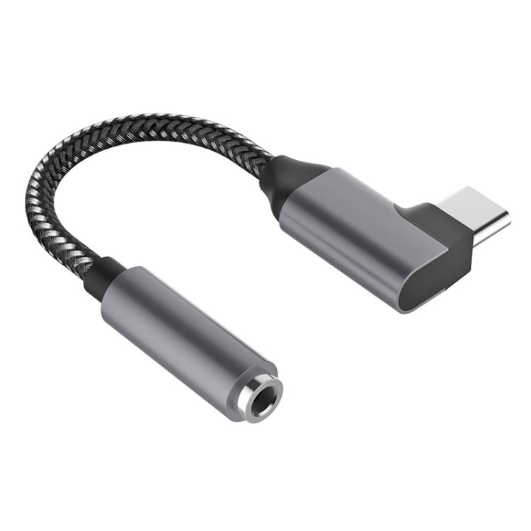 TA14 USB-C / Type-C Male to 3.5mm Audio Female Elbow Earphone Adapter (Grey) - Type-C Adapter by buy2fix | Online Shopping UK | buy2fix