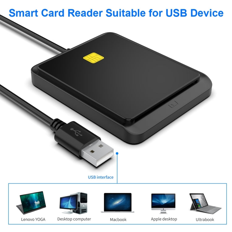 Rocketek CR317 USB 2.0 SIM  / ID / CAC Smart Card 2 in 1 Card Reader (Black) -  by ROCKETEK | Online Shopping UK | buy2fix