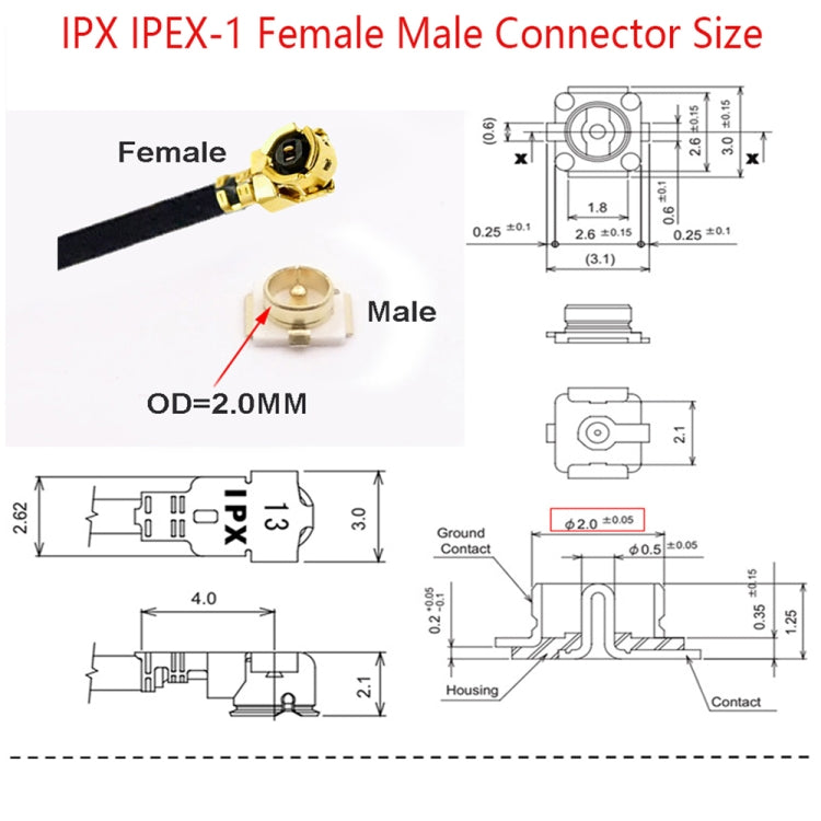 IPX Female to GG1735 MMCX Female RG178 Adapter Cable, Length: 15cm - Connectors by buy2fix | Online Shopping UK | buy2fix