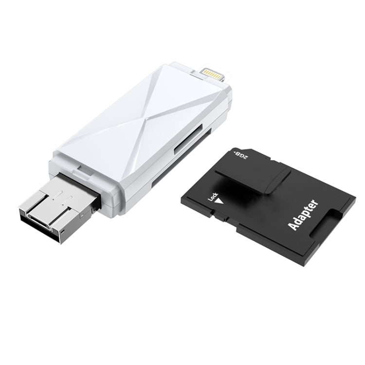 ADS-208 8 Pin+USB+Micro USB Multi-function Card Reader (Silver) -  by buy2fix | Online Shopping UK | buy2fix