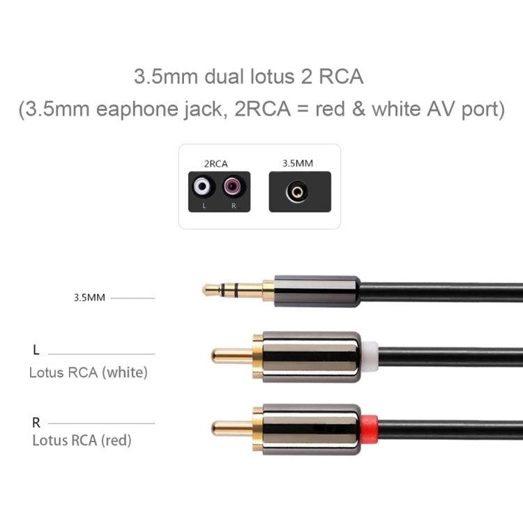 3m Gold Plated 3.5mm Jack to 2 x RCA Male Stereo Audio Cable - RCA Cable by buy2fix | Online Shopping UK | buy2fix