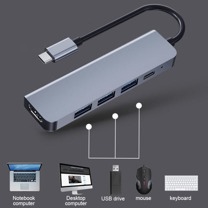 2008N 5 In 1 USB 3.0 x3 + HDMI + PD Multi-function Intelligent Type-C / USB-C HUB Docking Station - Computer & Networking by buy2fix | Online Shopping UK | buy2fix