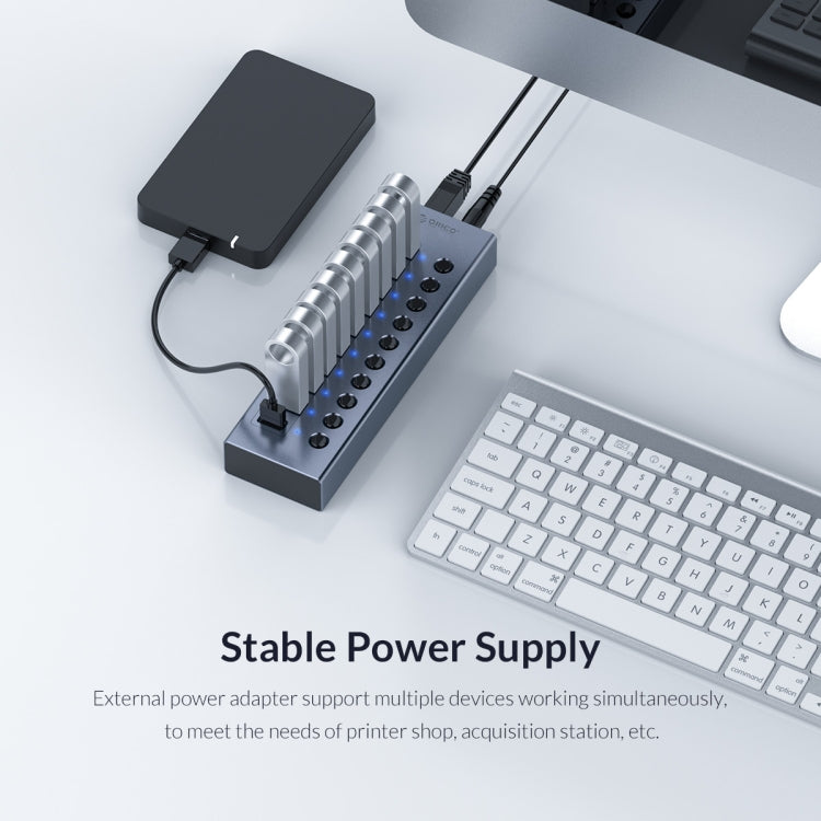 ORICO BT2U3-13AB-GY-BP Multi-Ports Individual Switches HUB, US Plug - USB 3.0 HUB by ORICO | Online Shopping UK | buy2fix