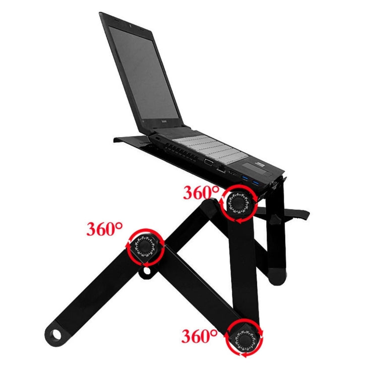 Portable 360 Degree Adjustable Foldable Aluminium Alloy Desk Stand with Mouse Pad for Laptop / Notebook, without CPU Fans(Black) - Laptop Stand by buy2fix | Online Shopping UK | buy2fix