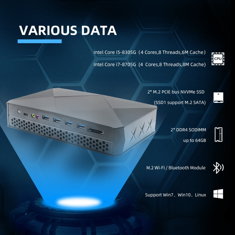 HYSTOU F9 Windows 10 / Linux System Gaming Mini PC, Intel Core i7-8809G 4 Core 8M Cache up to 4.20GHz, 32GB RAM+1TB SSD, US Plug - Windows Mini PCs by HYSTOU | Online Shopping UK | buy2fix