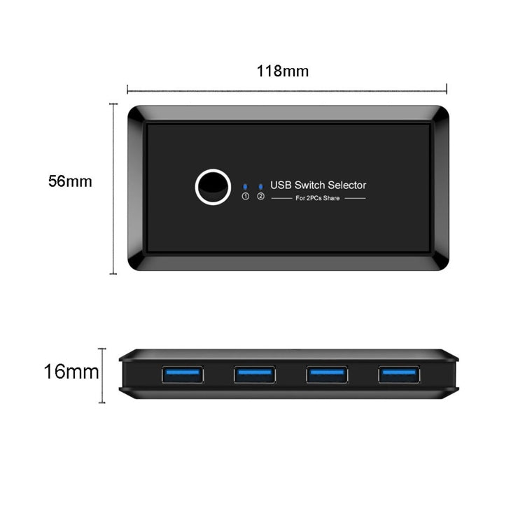 UK204V Drive-free USB 3.0 Switch Selector 2 USB Ports Sharing 4 USB Ports Switcher Adapter for Mouse, Keyboard, Printer - Switch by buy2fix | Online Shopping UK | buy2fix