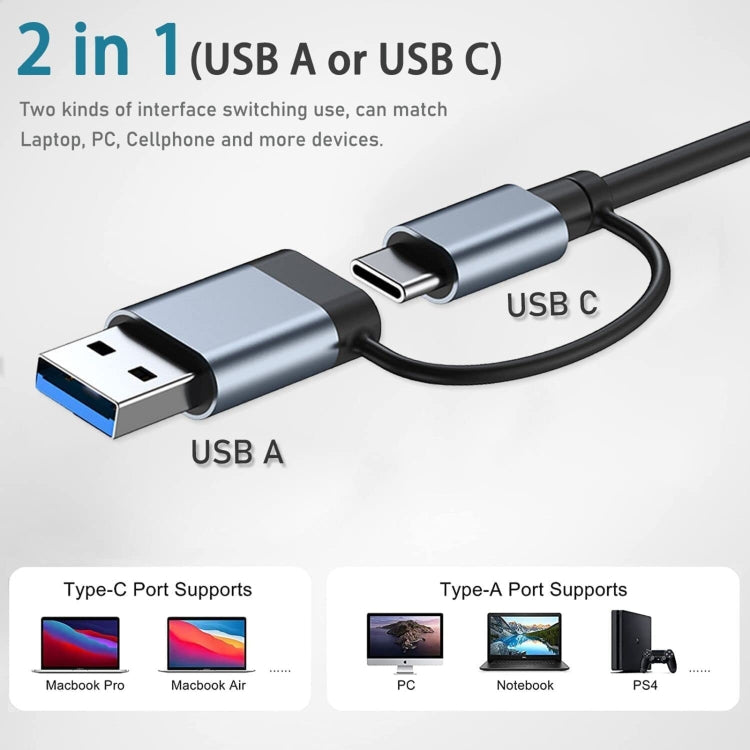 BYL-2207TU 2 in 1 USB + Type-C to RJ45 Docking Station HUB Adapter - Cable & Adapters by buy2fix | Online Shopping UK | buy2fix