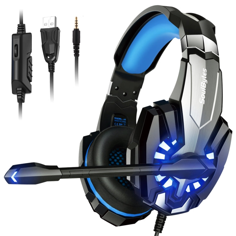 Soulbytes S9 USB + 3.5mm 4 Pin Adjustable LED Light Gaming Headset with Mic (Blue) - Multimedia Headset by Soulbytes | Online Shopping UK | buy2fix