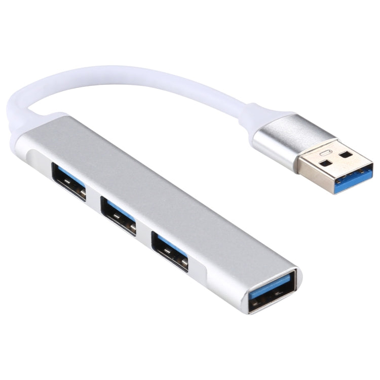 A-809 4 x USB 3.0 to USB 3.0 Aluminum Alloy HUB Adapter (Silver) - Computer & Networking by buy2fix | Online Shopping UK | buy2fix