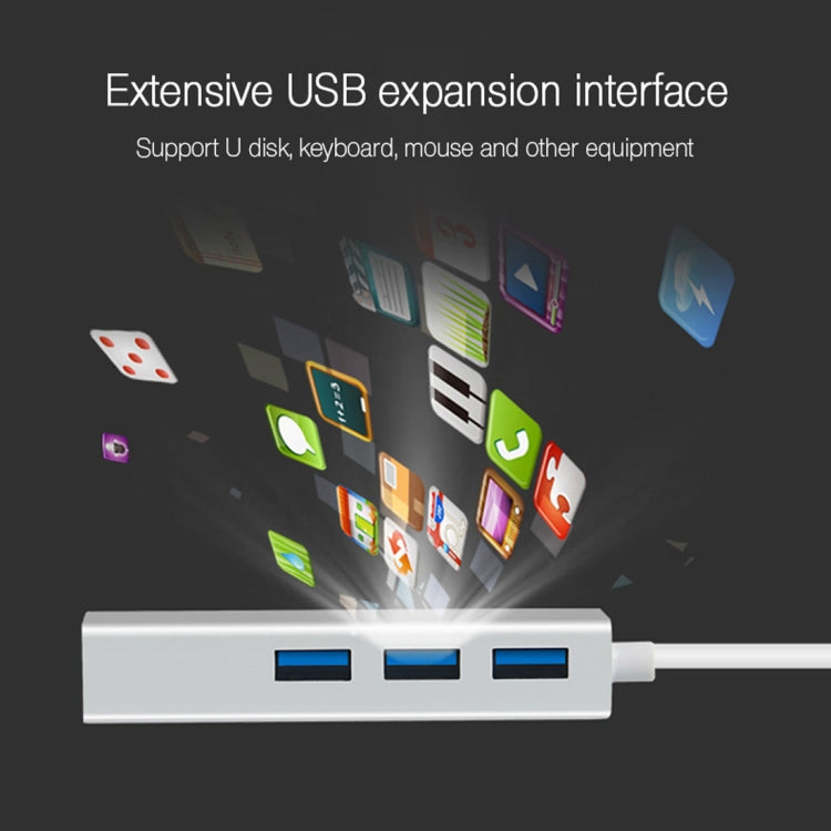 Aluminum Shell 3 USB3.0 Ports HUB + USB3.0 Gigabit Ethernet Adapter - USB 3.0 HUB by buy2fix | Online Shopping UK | buy2fix