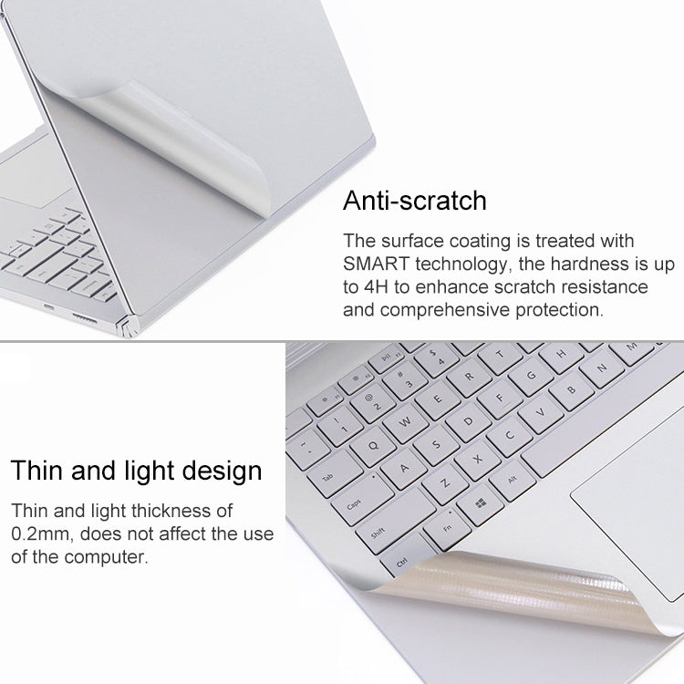 4 in 1 Notebook Shell Protective Film Sticker Set for Microsoft Surface Book 2 15 inch(Silver) - Computer & Networking by buy2fix | Online Shopping UK | buy2fix