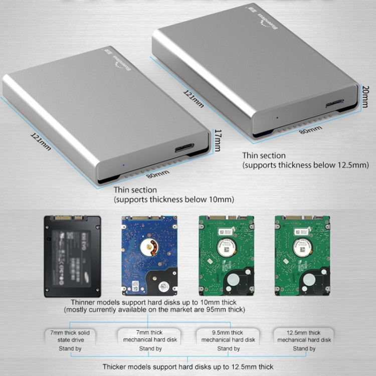 Blueendless U23Q SATA 2.5 inch Micro B Interface HDD Enclosure with Micro B to USB Cable, Support Thickness: 10mm or less - HDD Enclosure by buy2fix | Online Shopping UK | buy2fix