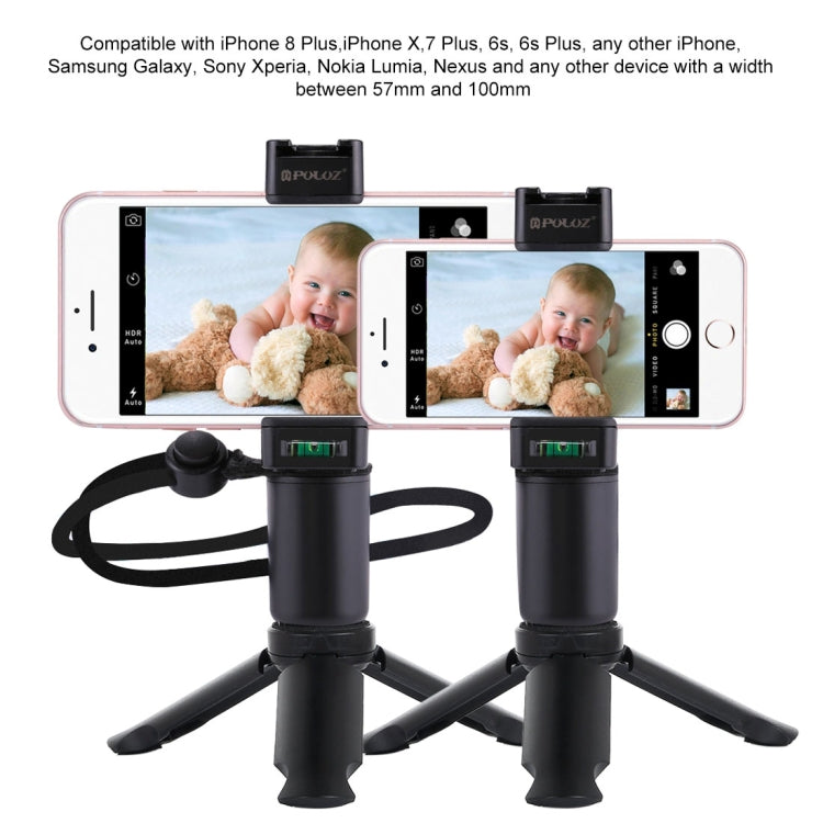 PULUZ Folding Plastic Tripod + Vlogging Live Broadcast Handheld Grip ABS Mount with Cold Shoe & Wrist Strap for iPhone, Galaxy, Huawei, Xiaomi, Sony, HTC, Google and other Smartphones - Desktop Holder by PULUZ | Online Shopping UK | buy2fix