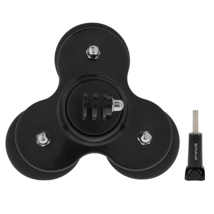 PULUZ Triangle Suction Cup Mount with Screw for GoPro, Insta360, DJI and Other Action Cameras(Black) - Holder by PULUZ | Online Shopping UK | buy2fix