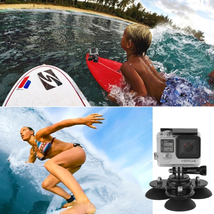 PULUZ Triangle Suction Cup Mount with Screw for GoPro, Insta360, DJI and Other Action Cameras(Black) - Holder by PULUZ | Online Shopping UK | buy2fix