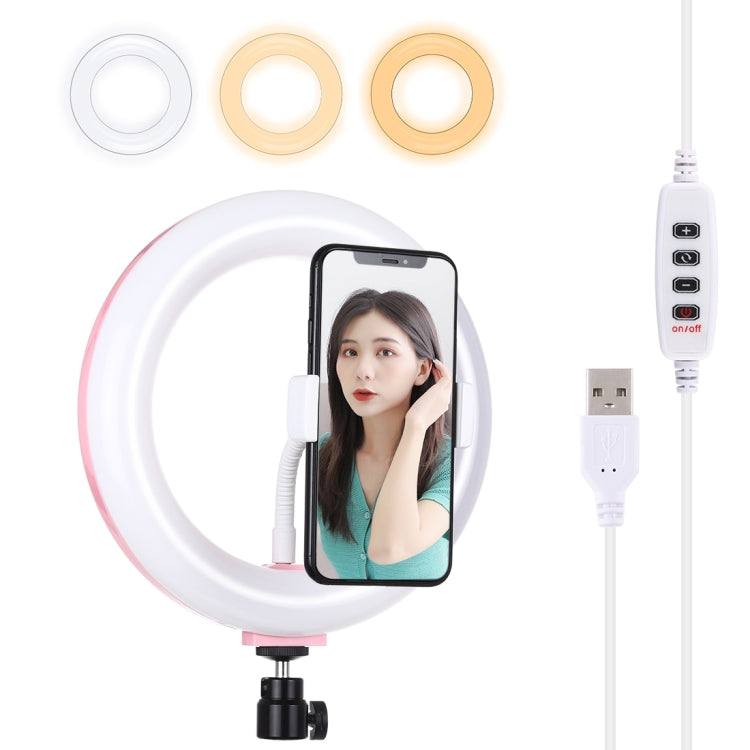 PULUZ 7.9 inch 20cm USB 3 Modes Dimmable Dual Color Temperature LED Curved Light Ring Vlogging Selfie Photography Video Lights with Phone Clamp(Pink) - Consumer Electronics by PULUZ | Online Shopping UK | buy2fix