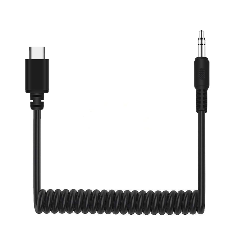 PULUZ 3.5mm TRRS Male to Type-C / USB-C Male Live Microphone Audio Adapter Spring Coiled Cable for Samsung, Huawei and Smartphones, Cable Stretching to 100cm(Black) - Consumer Electronics by PULUZ | Online Shopping UK | buy2fix