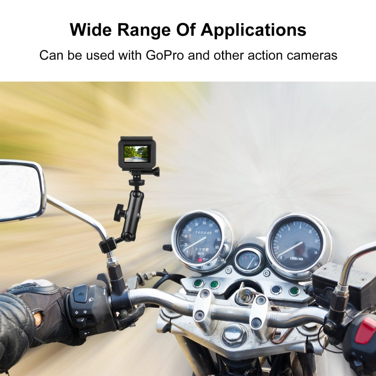 PULUZ Motorcycle Holder Rearview Mirror Fixed Mount for GoPro and Other Action Cameras (Black) - DJI & GoPro Accessories by PULUZ | Online Shopping UK | buy2fix