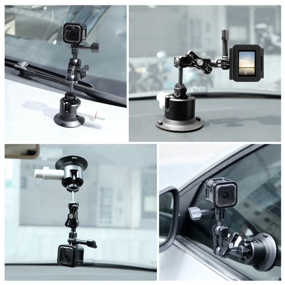 PULUZ 3 inch Car Single Pump Suction Cup Aluminum Alloy Mount (Black) - Holder by PULUZ | Online Shopping UK | buy2fix