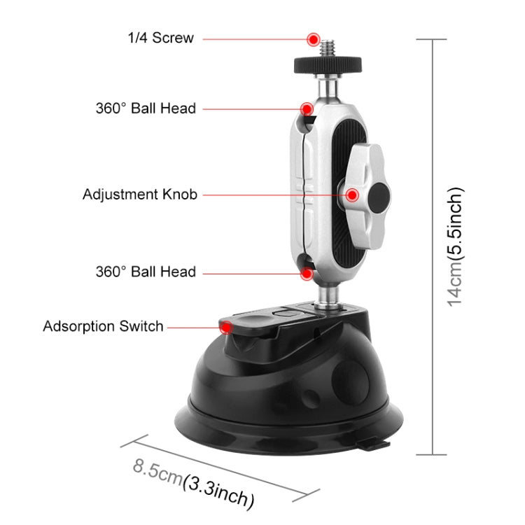 PULUZ Car Suction Cup Arm Mount with Phone Clamp & Mount Adapter & Long Screw - Helmet Mount by PULUZ | Online Shopping UK | buy2fix