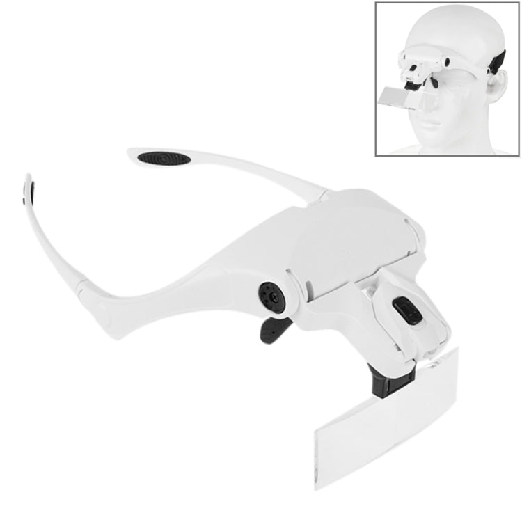 5 Lens 1.0X-3.5X Loupe Glasses Bracket Headband Magnifier with 2 LED Lights Eye Magnification Goggles Magnifying Tool(White) - Consumer Electronics by buy2fix | Online Shopping UK | buy2fix