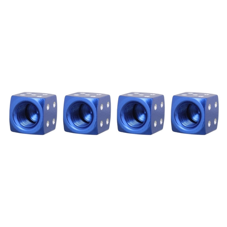 Universal 8mm Dice Style Aluminium Alloy Car Tire Valve Caps, Pack of 4(Blue) - In Car by buy2fix | Online Shopping UK | buy2fix