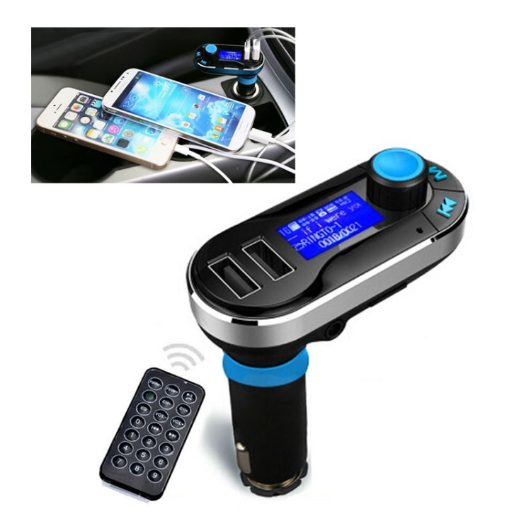 Bluetooth Tacking Handsfree Car Kit FM Transmitter with Remote Control, 2.1A Dual Car Charger, For iPhone, Galaxy, Sony, Lenovo, HTC, Huawei, and other Smartphones - In Car by buy2fix | Online Shopping UK | buy2fix